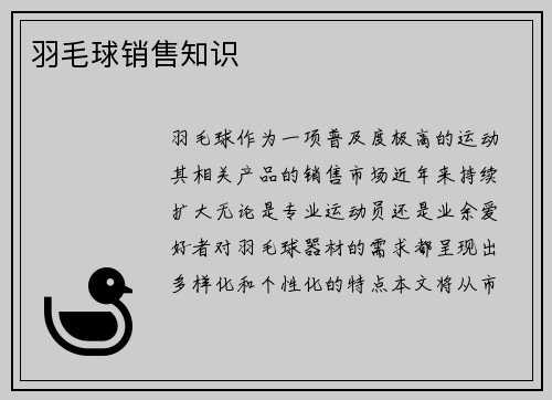 羽毛球销售知识