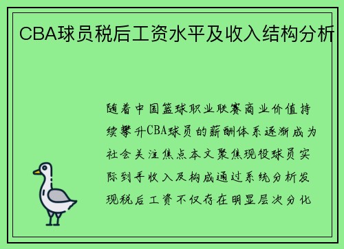 CBA球员税后工资水平及收入结构分析